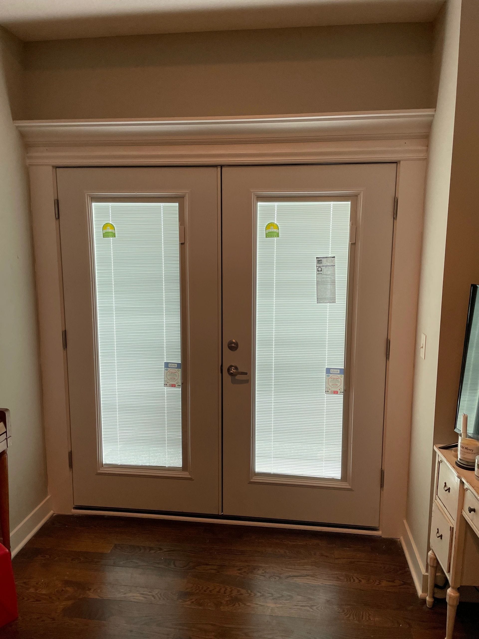 New interior French doors with glass panels installed by Boyt Home Improvement